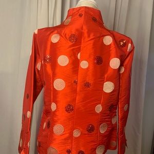 Women’s Blazer - Sunset Orange w/Beige dots